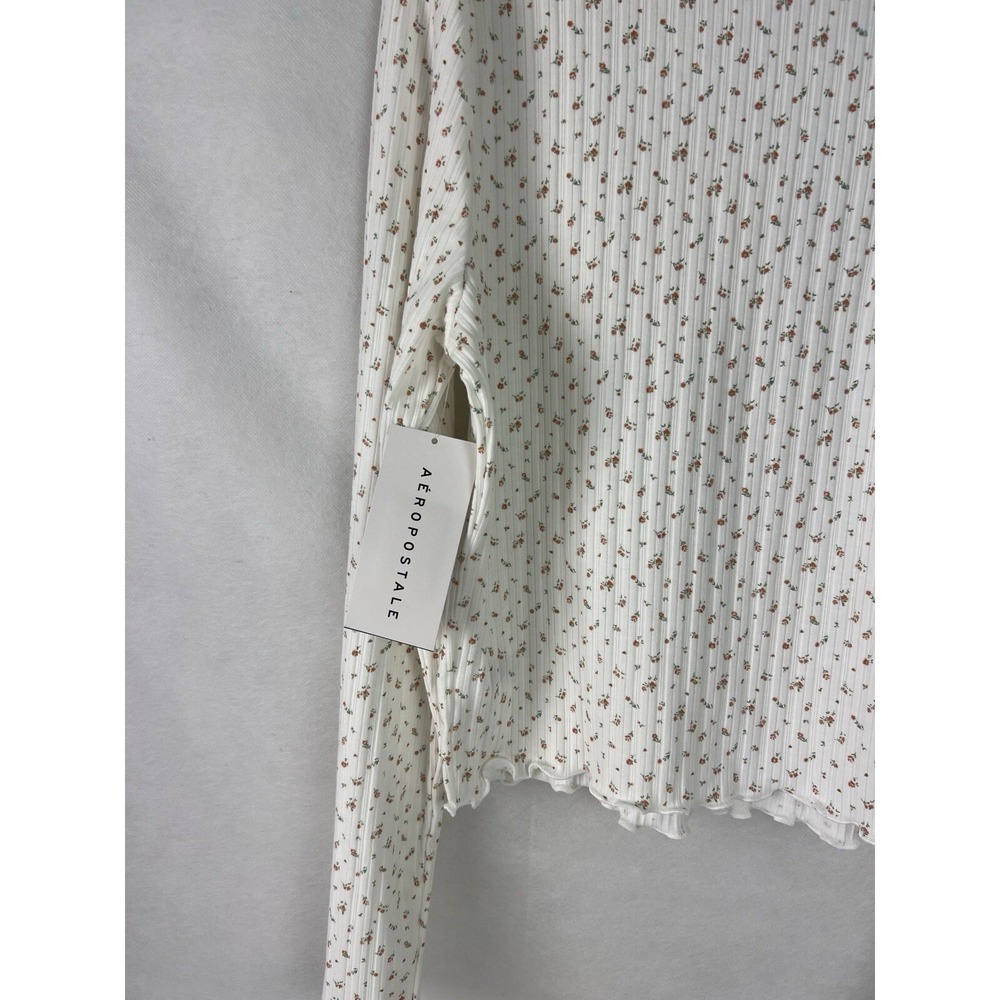 Aeropostale Women's Shrunken Tee Size XX-Large Stretch Floral Cream A56 - Picture 10 of 11